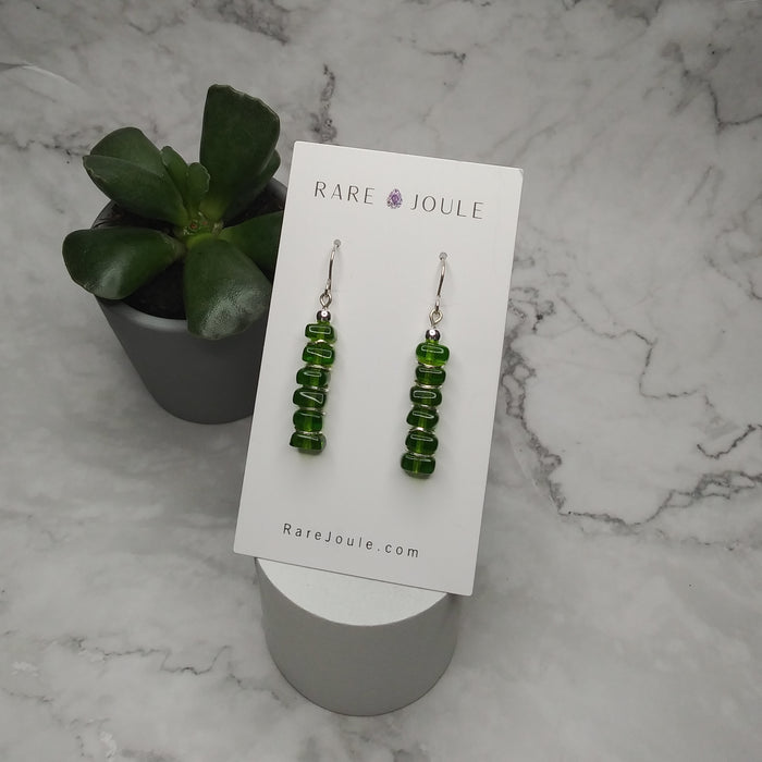 Green & Silver Cascade Earrings