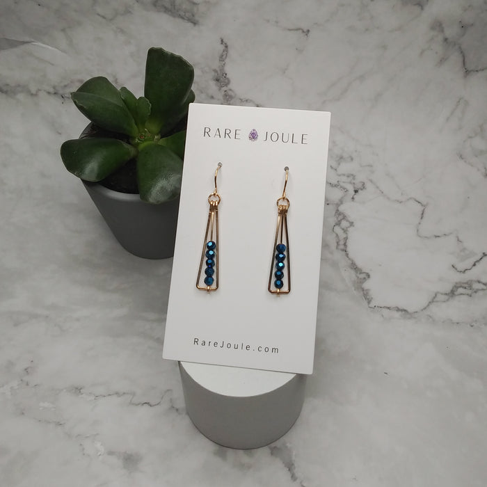 Gold & Blue Sparkler Earrings